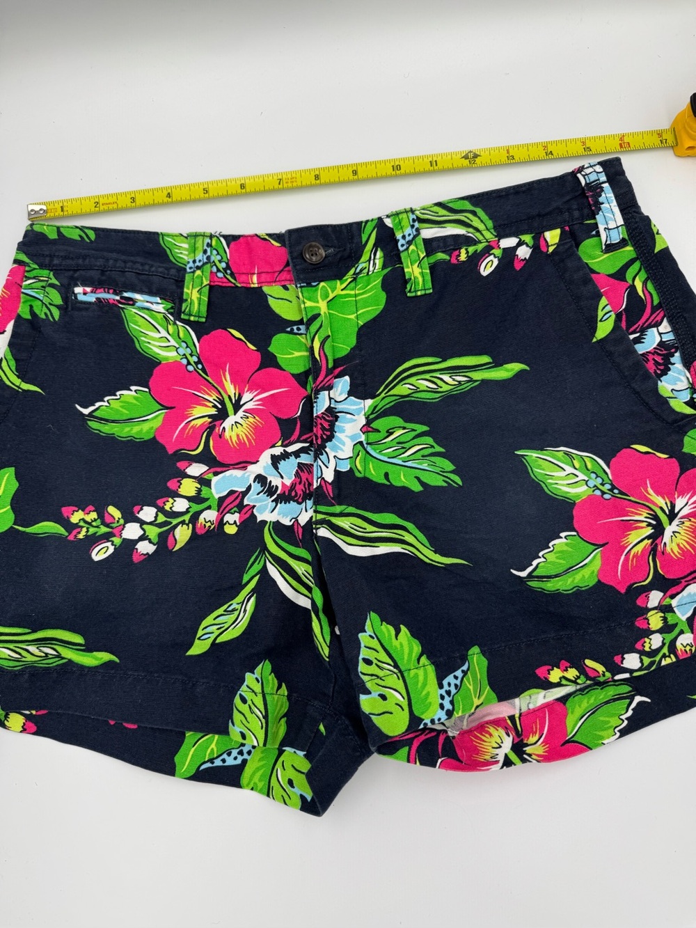 NWT! POLO Ralph Lauren, Women’s size 6, navy & pink linen & cotton floral shorts